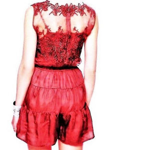 Embroidered Shortie Jumpsuit Satin Shorts ROMPER